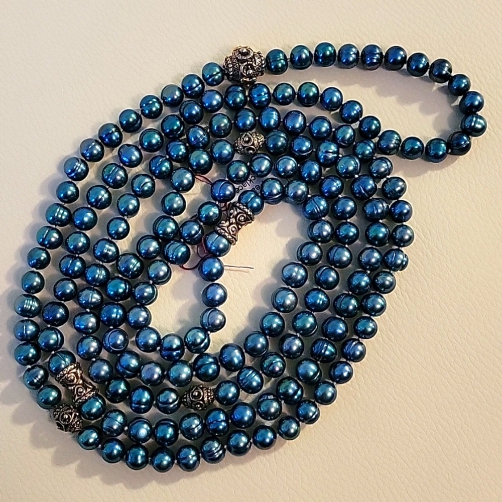 Bixby blue pearl necklace